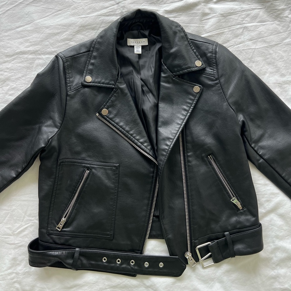 Topshop faux leather motorcycle jacket